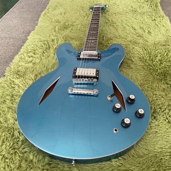 

blue hollowed out guitar fast rosewood neck and fretboard