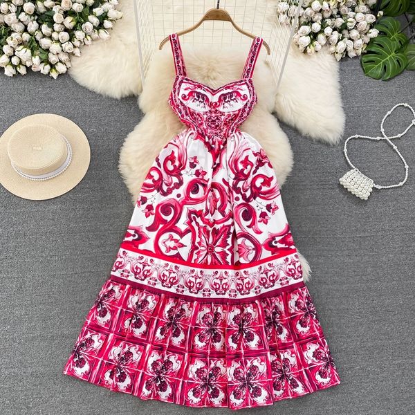 

light familiar retro style strapless slip dress high grade slim waist a-line printed dress elegant dress, Black;gray
