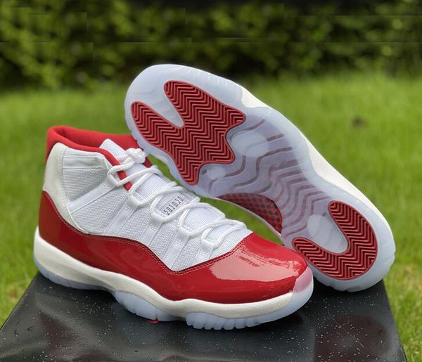 

11 cherry men basketball shoes 11s white varsity red-black outdoor sports sneakers ct8012-116 with original box size us 7-13