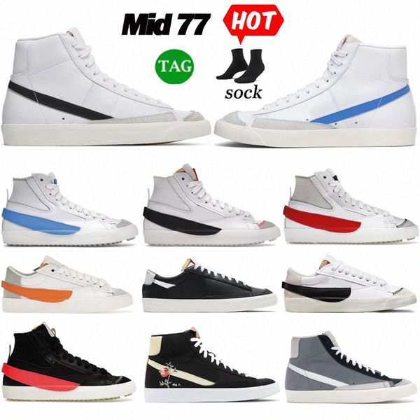 

designer blazer mid 77 jumbo seoosh vintage casual shoes women for mens anti slip shock absorbing and wear resisting multi color platform sn, Black