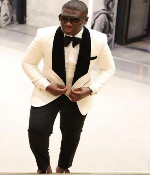 

white and black wedding mens suits for business men 2018 shawl lapel one button custom made groom tuxedos jacket pants9848526, Black;gray