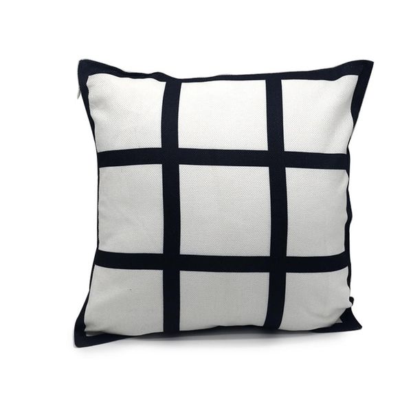 

4040cm blank sublimation pillow case diy black 9 panels grid heat transfer throw cushion cover home sofa decor pillowcases z26997426835