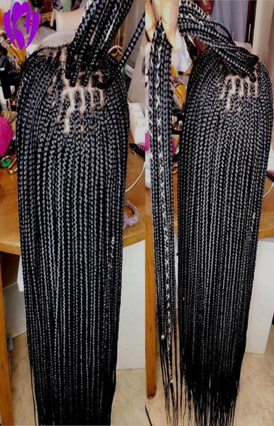 

long blackbrownblonde burgundy color box braids wig part lace frontal braids wig synthetic braided front lace women hair w3067473, Black;brown