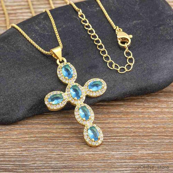 

pendant new arrival 5 colors cross pendant necklace women men link chain gold big shine wedding exquisite jewelry r230703, Silver