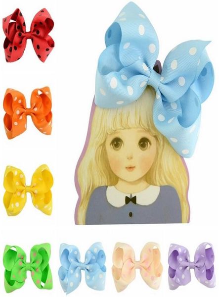 

45 inch girls bowknot hairpin polka dot grosgrain ribbon bow for kids boutique hair accessories hairpins barrettes 6718254504, Slivery;white