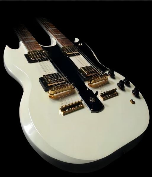 

china guitar custom shop eds 1275 double neck, alpine white electric guitar by spring oem musical