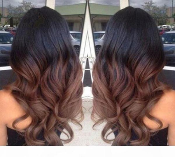 

ombre color lace front human hair wigs with baby hair 150 density straight brazilian remy hair wigs pre plucked hairline9994375, Black;brown