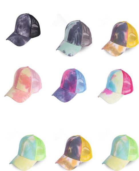 

baseball cap sun visor messy tie dye ponytail bun woman hats washed cotton snapback ball caps summer outdoor hat9040382, Yellow