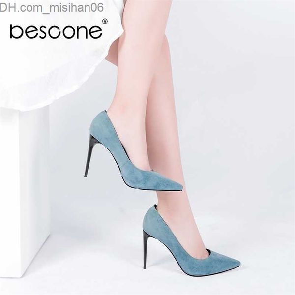 

dress shoes bescone women pumps elegant pink all-match kid suede thin heels 10cm high spring party wedding sweet lady shoes a34 z230703, Black