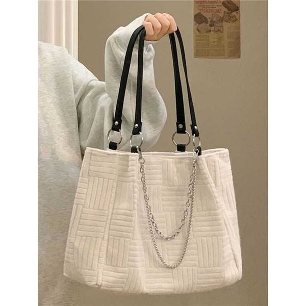 

canvas bag french feel portable bag women's autumn and winter new versatile large capacity shoulder bag commuter tote bag