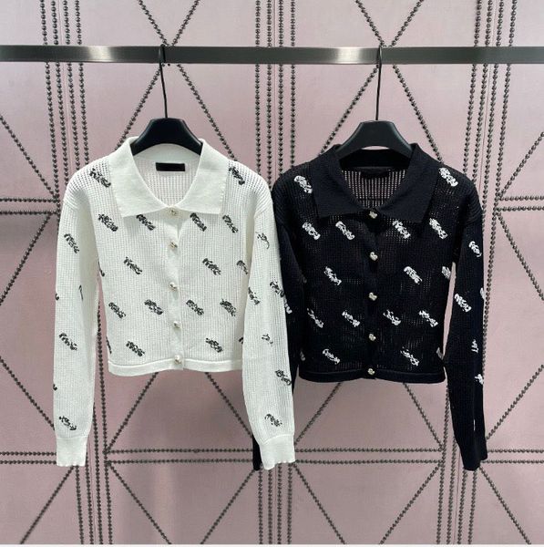 

fashion women's knits designer women's sweaters turn down neck long sleeve knitted women lady elegant knitwear 2023, White;black