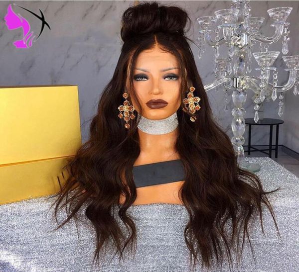 

13x4 lace front synthetic wigs for women 250 density brazilian body wave lace frontal wigs pre plucked baby hair4527004, Black