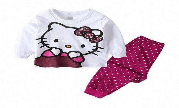 

baby girl pajamas pyjama enfant fille new spring autumn children home clothes cotton lovely little cat cartoon 2 7y boy pajama kid3820401, Blue;red