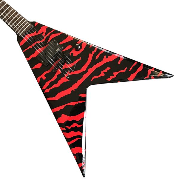 

red black stitching stripes special-shaped white decoration electric guitar
