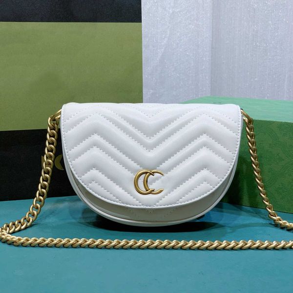 

fashion half moon bag quilted v-shaped shoulder bags classic women chain diagonal bags r envelope purse tote bag