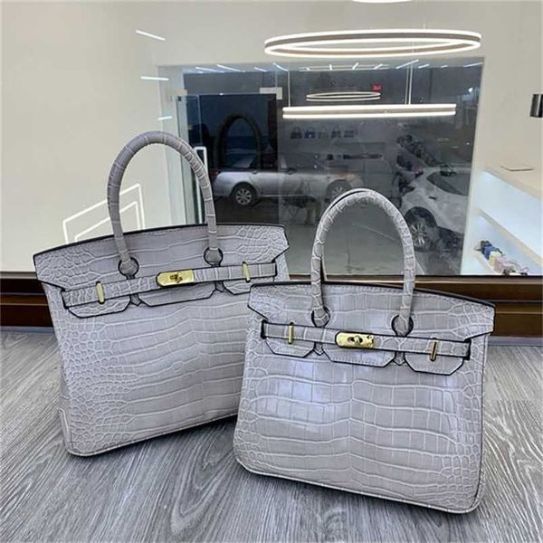

designer birkins h ermeess crocodile leather handmade 2023 premium pattern commuter versatile handheld one shoulder crossbodyqq with logo qq
