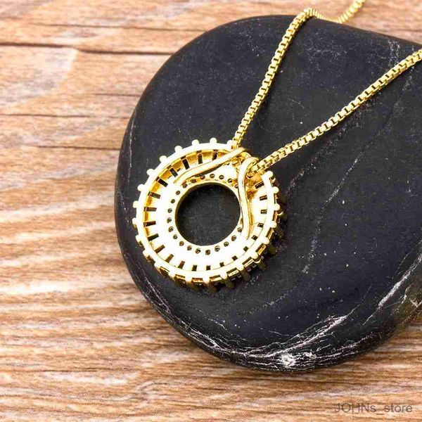 

pendant new arrival fashion luxury copper crystal round pendant necklace charm women girls chain necklace r230703, Silver