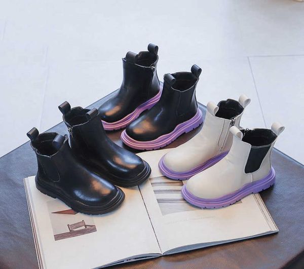 

boots children039s fashion chelsea chimney retro patchwork platform girls autumn winter cozy school shoes child f07272 y22103445322, Black;grey