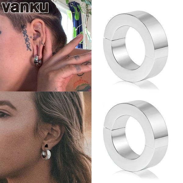 

navel bell button rings vanku 2pc 6mm 316 stainless steel round ear hangers ear weight gauges body jewelry women piercing plugs and tunnels, Silver