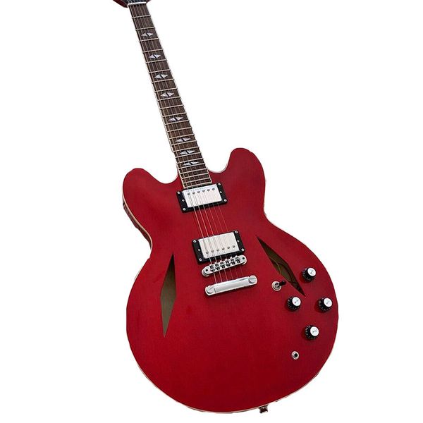 

red semi hollow body electric guitar factory customization good sound quality