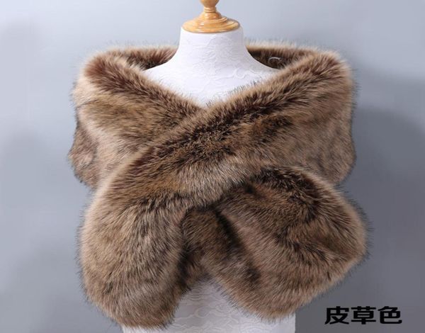 

winter faux fur wedding bridal wraps warm shawls outerwear women jackets for prom evening party 20 colors size 650390399609040, White