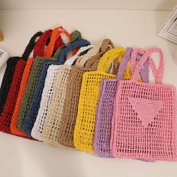 

deisigner raffia straw y220401 mesh pocket shopping bag hand woven embroidered beach woven shoulder bag handbags clutch tote crossbody fashi