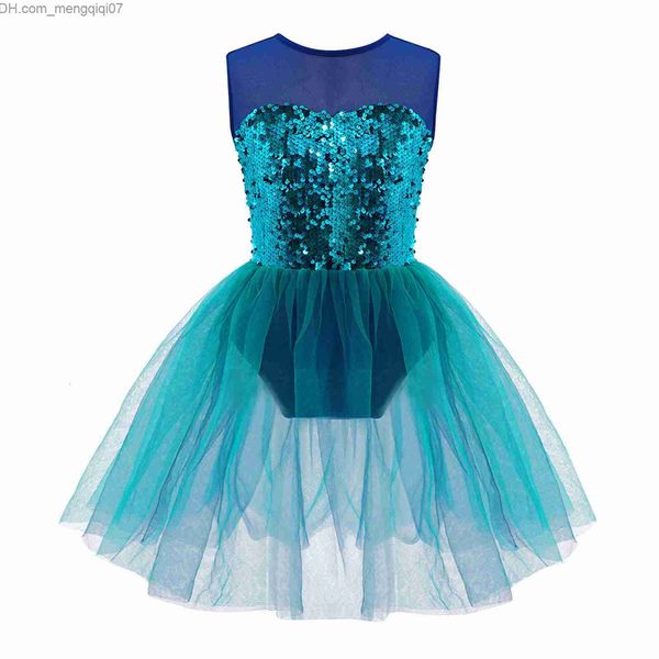 

girl's dresses girl's dresses kid girls shiny sequins ballet tutu dress sleeveless gymnastics workout dancewear leotard for mermai, Red;yellow