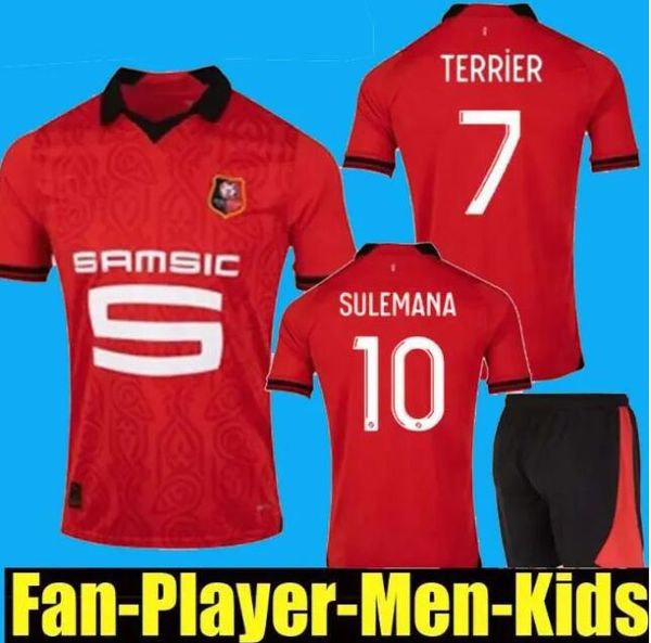

23 24 stade rennais soccer jerseys home rennes maillot de foot 2023 2024 sulemana bourigeaud terrier doku laborde santamaria men kids kit fo, Black;yellow