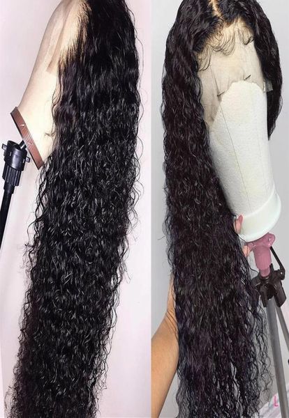 

diva1 deep wave lace front wig human hair wigs 150 density curly brazilian for black women hd full frontal 360 lace front wig2755986, Black;brown