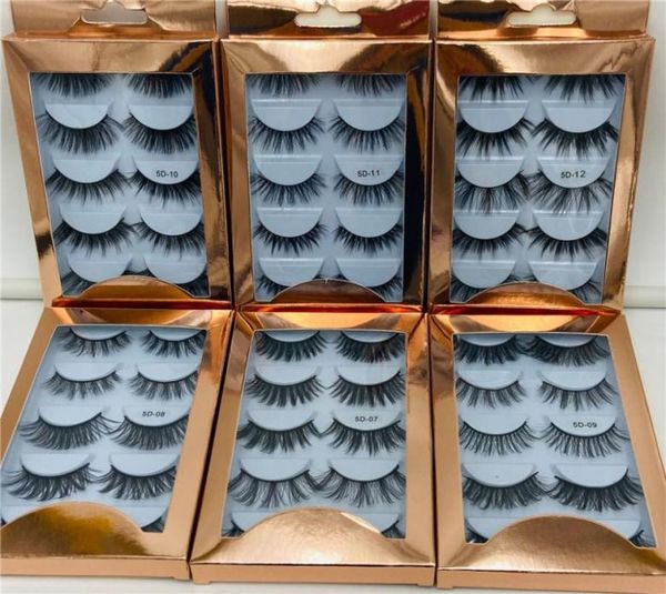 

5 pair false eyelashes natural thick synthetic eye lashes makeup handmade fake cross false eyelash with holographic box7934817