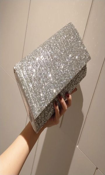 

blingbling rhinestone handbags diamond dinner bags ladies clutch shoulder diagonal dress women bridal banquet female wedding party3677391, Black