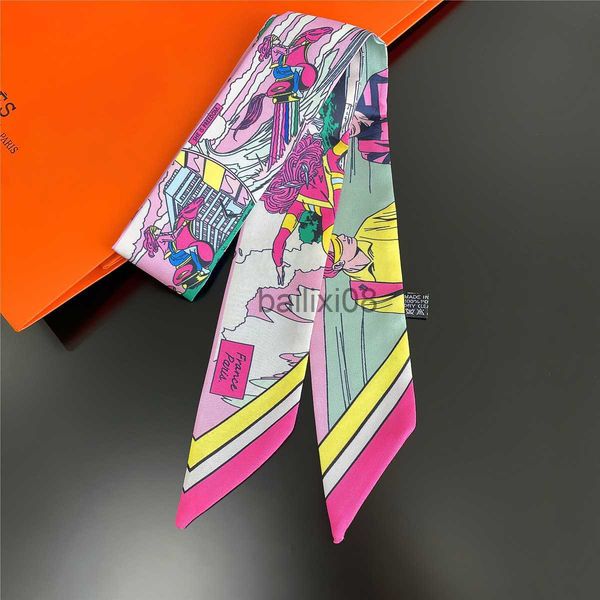 

scarves big brand 95cm*5cm masked man printed bag strap small scarf women silk scarf headband long scarves bag cessories tie j230703, Blue;gray