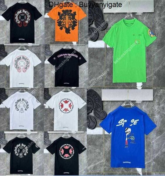 

2023mens classic t shirt heart fashion ch brand letter sanskrit cross pattern sweater t-shirts designers chromes pullover cotton tshirts hn, White;black