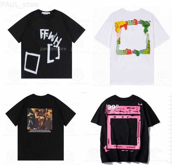 

t-shirts 2023 fashion luxurys offes clothing mens tee shirt and women loose tees man casual street graffiti shirt sweatshirtoff men's, White;black