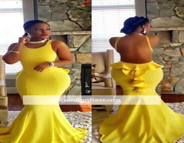 

yellow african sleeveless mermaid prom evening dress 2019 backless spaghetti formal party gown long pageant dresses custom made bc1180443, Black