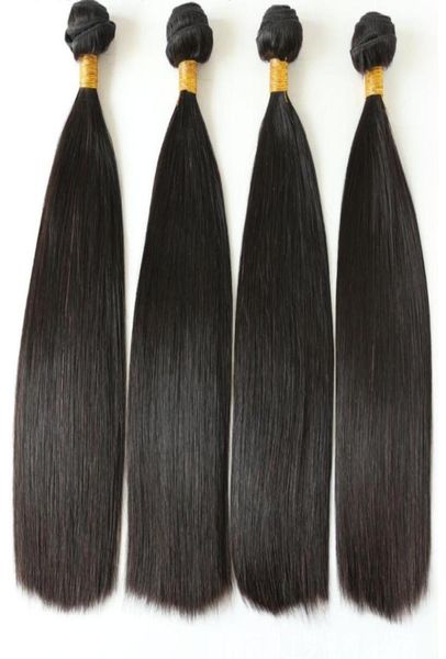 

100 human hair straight double drawn raw virgin hair 1 bundle7121255, Black