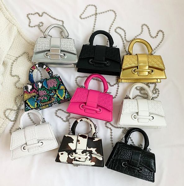 

fashion children print handbag mini girls lipstick shoulder bags crossbody message bag, Black