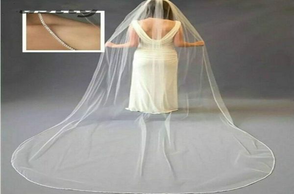 

3m cathedral crystal edge wedding veil custom made 1 tier bridal veil with comb9549733, Black