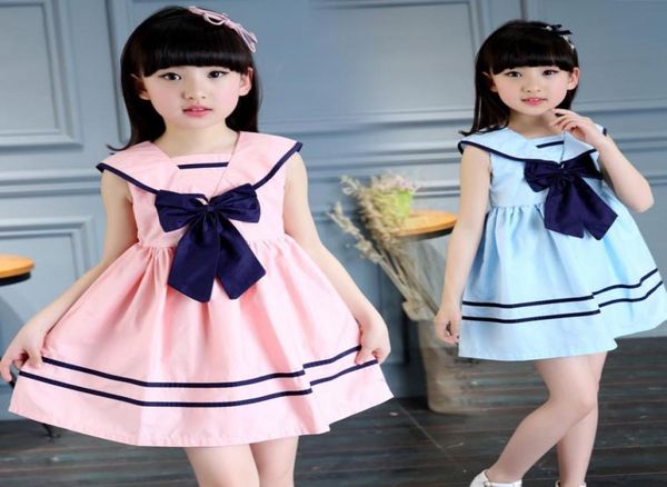 

summer wear new girls navy sleeveless dress middle school children039s college wind school uniform big bow baby children dresse4292559, Red;yellow