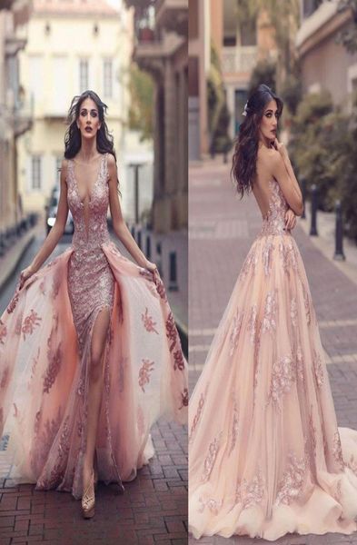 

saudi arabic over skirt mermaid evening dresses 2020 sheer backless v neck appliques with capes long prom party split 3363715, Black;red