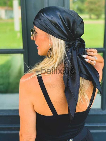 

scarves luxury brand silk scarf women satin solid color hijab scarves muslim pareo bandana female shawl wrap headband foulard 90*90cm j23070, Blue;gray