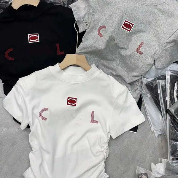 

women's t-shirt designer brand france trendy clothing c letter graphic print fashion comfortable shoulder pads cotton round neck short, White