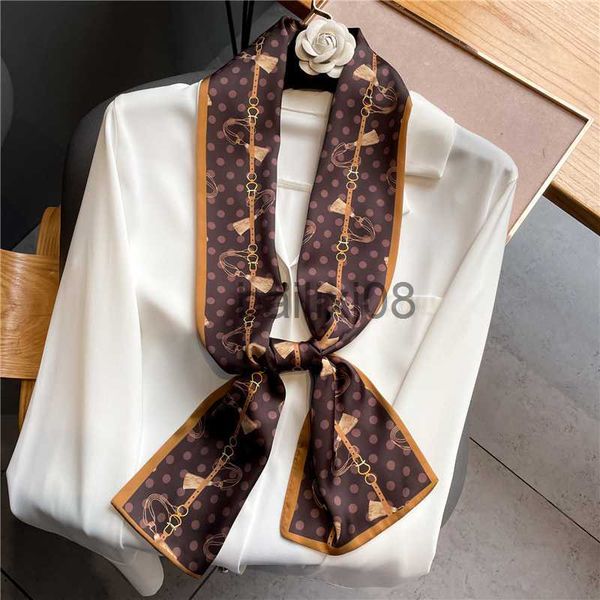 

scarves fashion print silk hair scarf women shawl wraps headband ladies skinny scarves neck tie ribbon bandana scarfs cessories j230703, Blue;gray