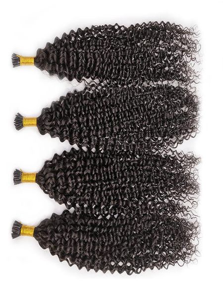 

cuticle aligned hair i tip human hair extensions whole 100 remy hair extensions per i capelli kinky curly kinky straight 1425919032, Black