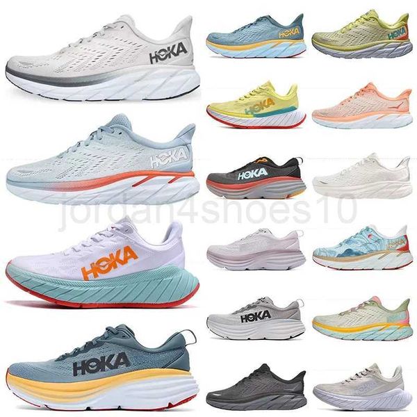 

2023 running shoes hoka one bondi clifton 8 carbon x 2 men and women all black blue red white men's and women's sports shoes