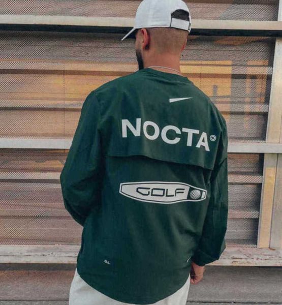 

mens hoodies us version nocta golf co branded draw breathable quick drying leisure sports t-shirt long sleeve loose design fashion all-match, Black