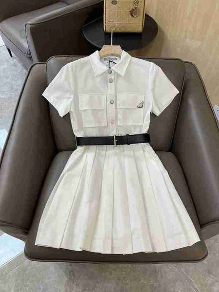

basic & casual dresses designer temperament reduced age girl style shirt lapel with double pockets, waistband, short sleeves, slim fit, and, Black;gray
