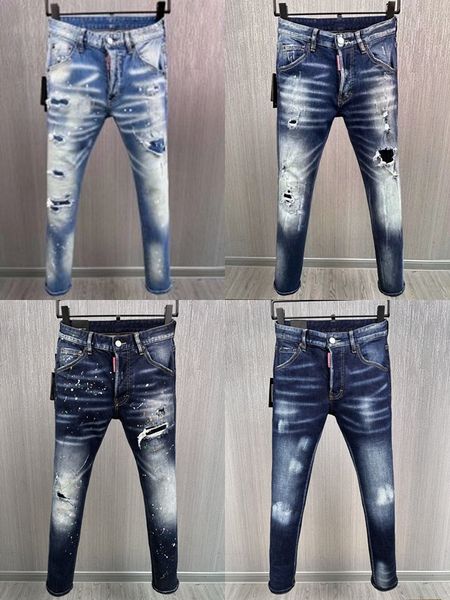 

italian fashion european and american men's casual jeans high-end washed hand polished quality optimized, Blue