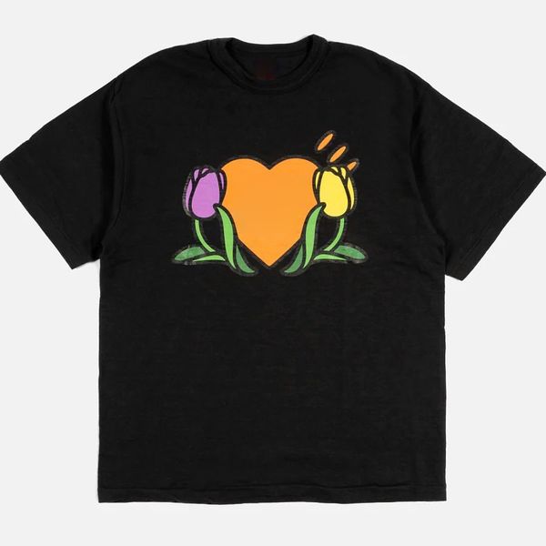 

23ss new woman men's t-shirts high end classic heart graphic tulip printing tee summer beach breathable street fashion casual short sle, White;black