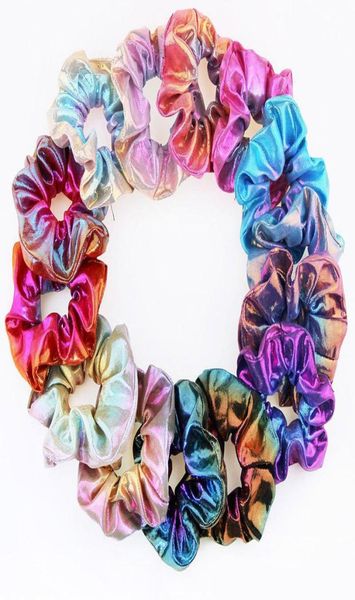 

shiny metallic laser elastic hair band women girls scrunchies hair rubber ties ponytail holder headband christmas hair accessories3756089, Slivery;white